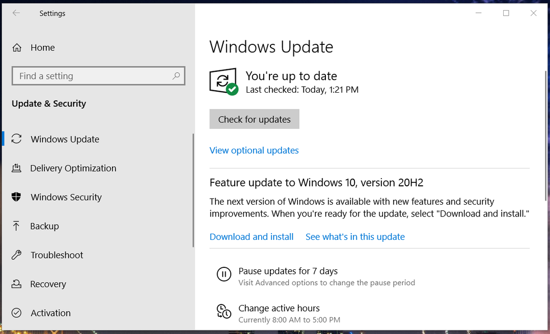 Nastavení služby Windows Update nefunguje svár