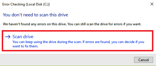 o Windows encontrou erros nesta unidade que precisam ser reparados, digitalize a unidade