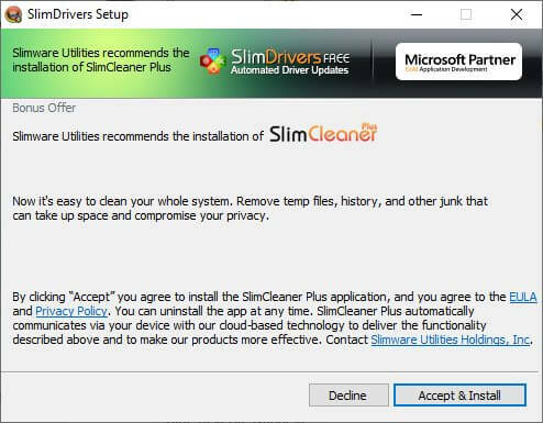 SlimDrivers ytterligare programvara
