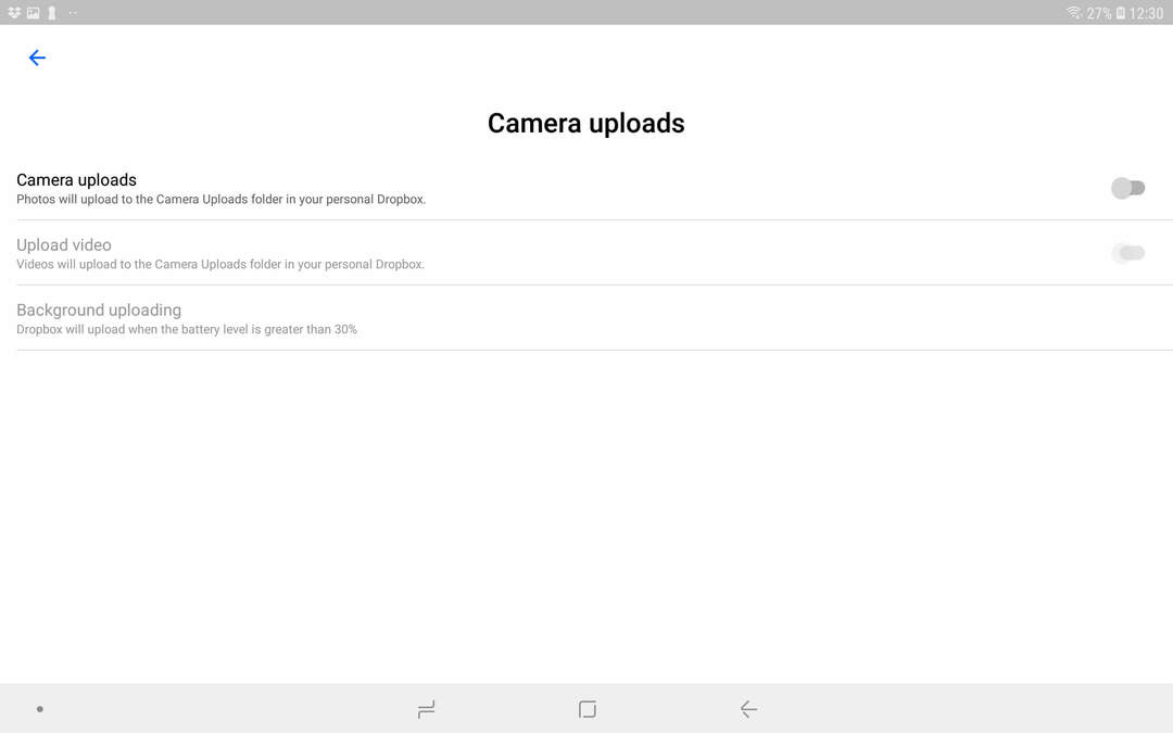 Kaamera üleslaadimiste seade, kuidas kopeerida dropbox-fail android-fotokogusse
