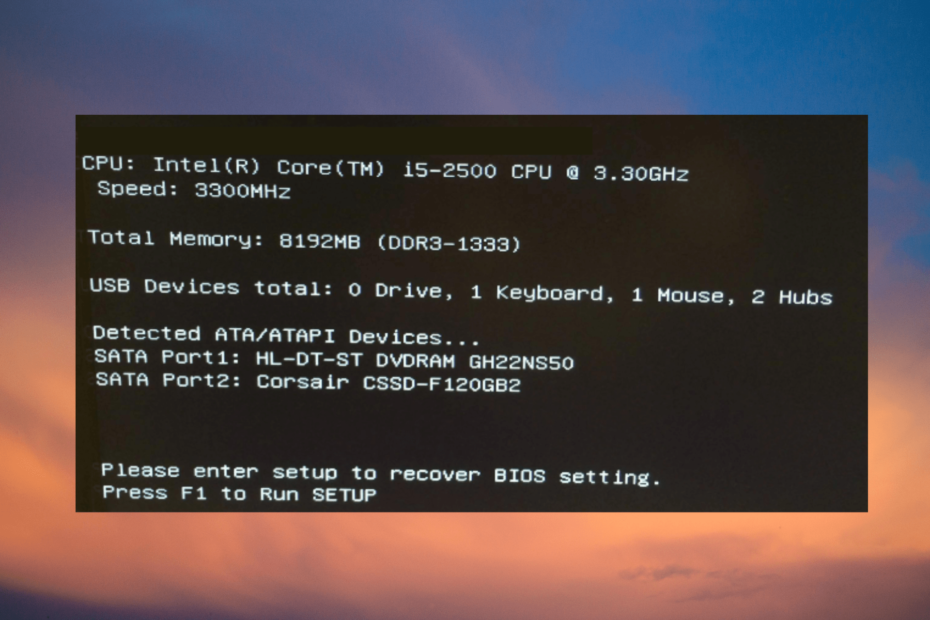 Моля, влезте в програмата за настройка, за да възстановите настройките на BIOS: Как да го коригирате