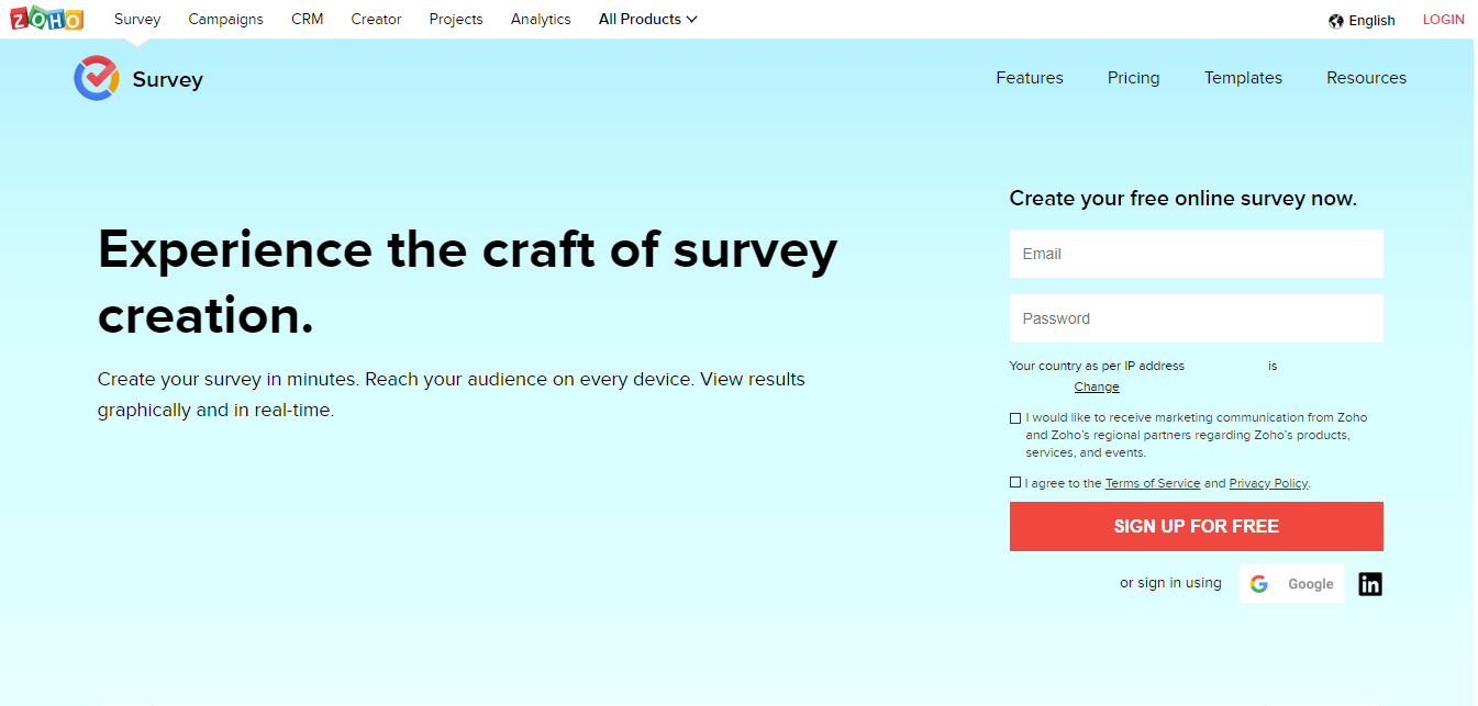 Zoho Survey - ავტომატიზირებული უკუკავშირის პროგრამა