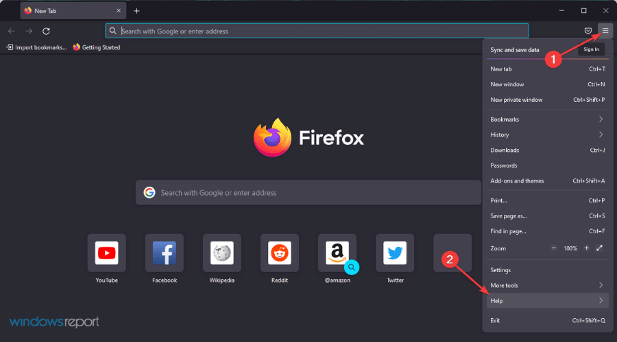 Hilfe Firefox