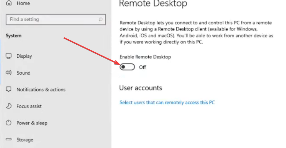 L'option Activer le bureau à distance du bureau à distance de Windows 11 ne fonctionne pas