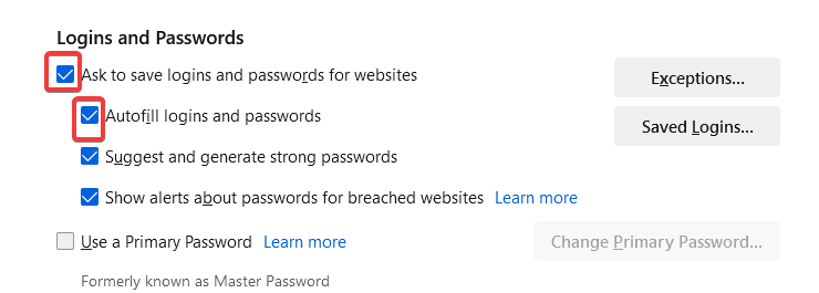 Firefox şifreleri güncellemiyor