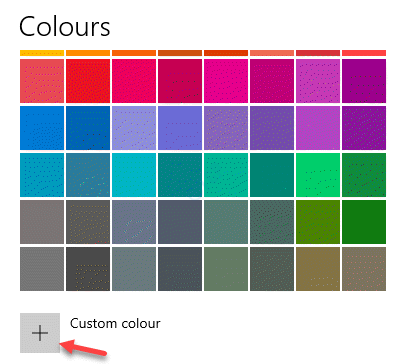 Einstellungen Farben Benutzerdefinierte Farbe Klicken Sie auf das Pluszeichen