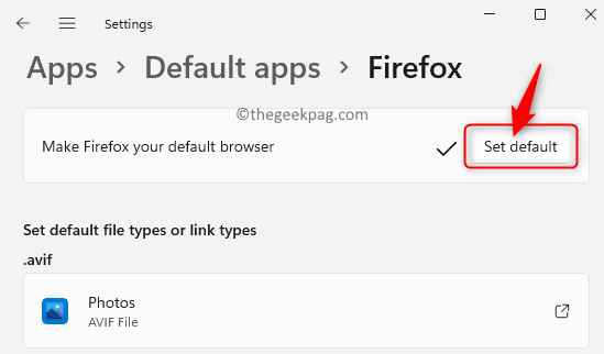 Sovellusten oletussovellukset Firefox Aseta oletusarvo Min