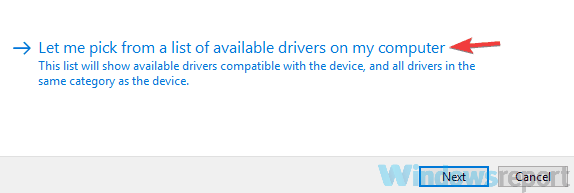 escolha de uma lista de drivers disponíveis HDMI não funciona