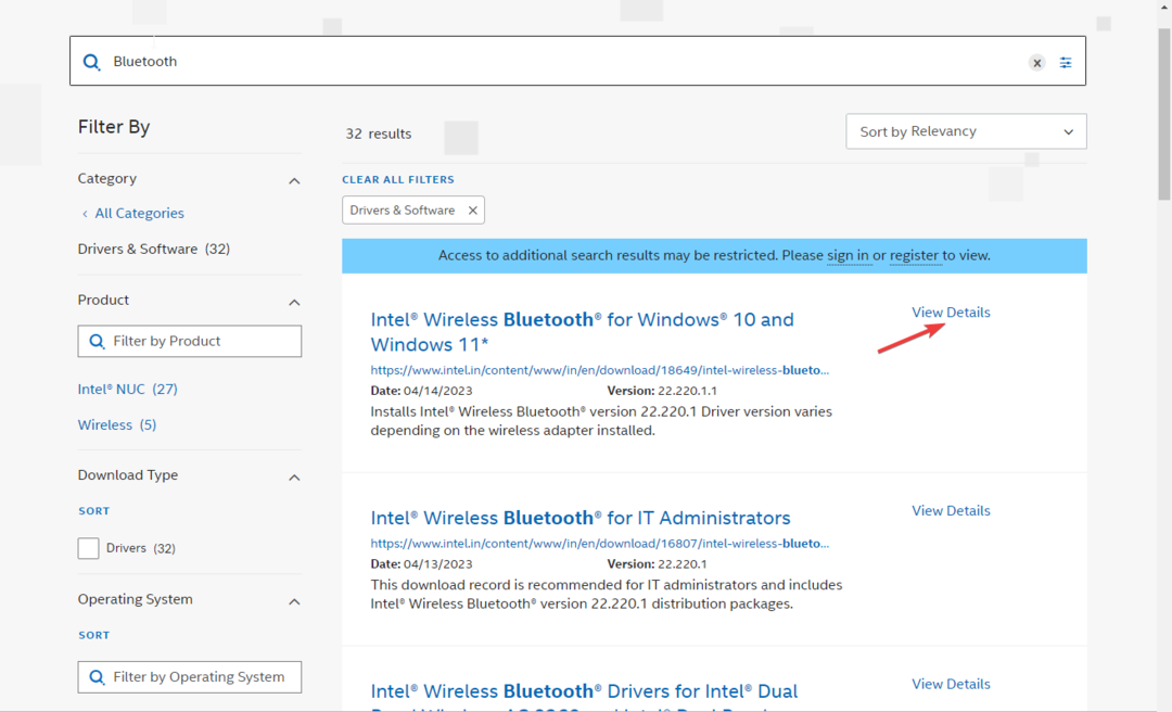 იხილეთ დეტალები, ხელახლა დააინსტალირეთ bluetooth დრაივერი Windows 10