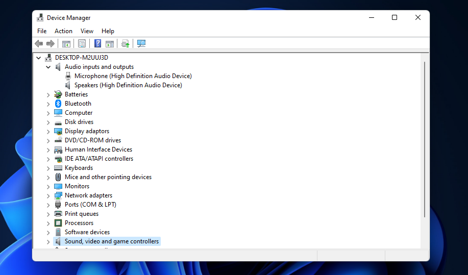La categoria Audio, ingressi e uscite nessun dispositivo di uscita trovato Windows 11