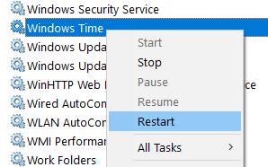 أعد تشغيل Windows Time Min
