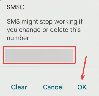 შეცვალეთ SMSC ნომერი o2 შეცდომის 38-ის გამოსასწორებლად