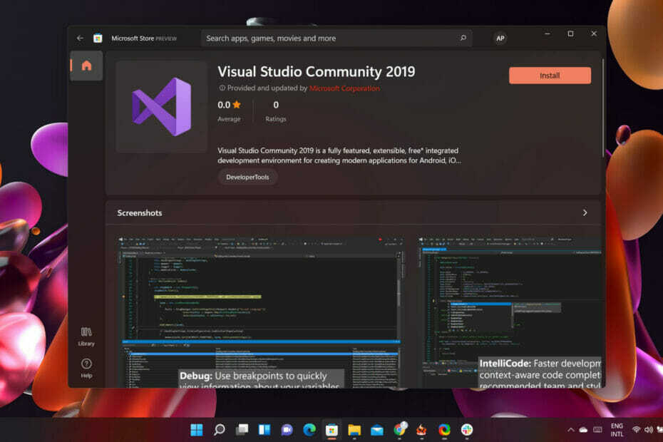 Windows 11 veikals Visual Studio