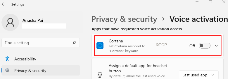 ปิด Cortana