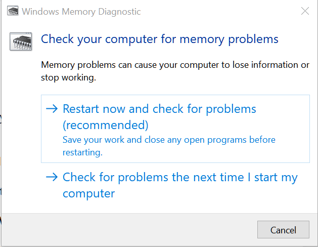 memória insuficiente disponível para executar a configuração