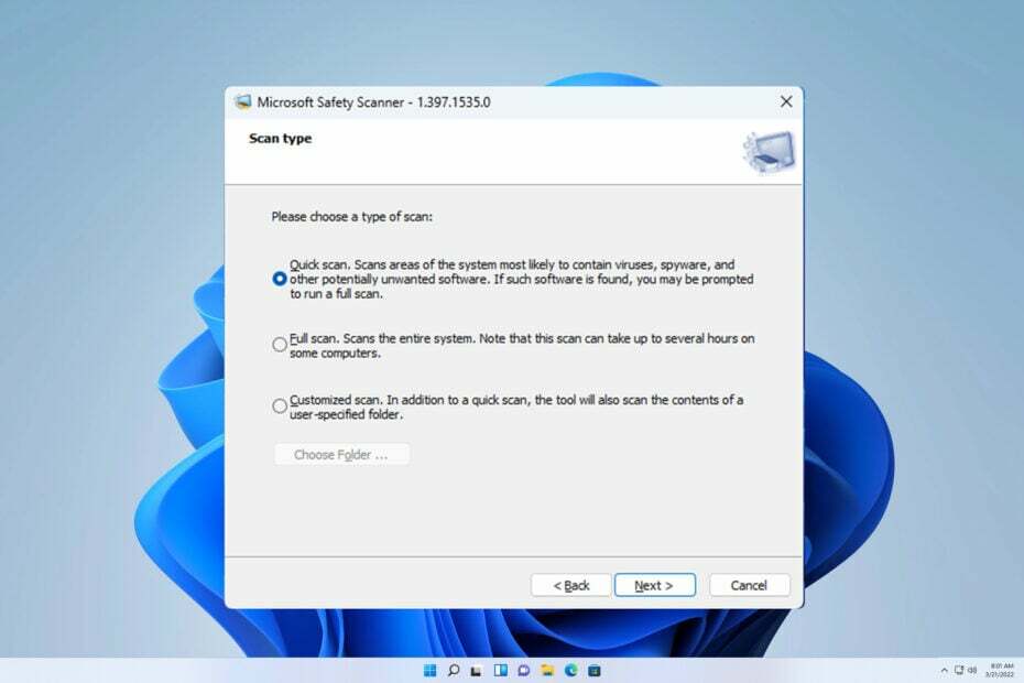 Scanerul de siguranță Microsoft elimina virusul
