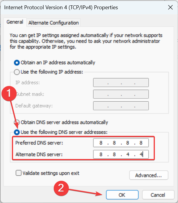 schimbați serverul DNS pentru a remedia aplicația Windows 11 xbox care nu descarcă jocuri
