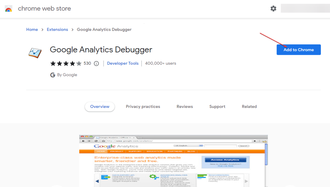 Last ned Google Analytics debugger-utvidelsen