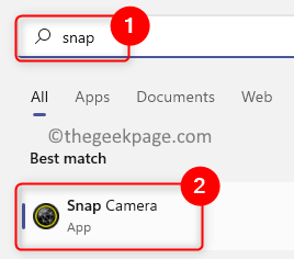 Windows-Suche Snap-Kamera Min