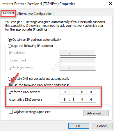 Internet Protocol รุ่น 4 การใช้งานทั่วไป เซิร์ฟเวอร์ DNS ต่อไปนี้ ที่อยู่ Add Value