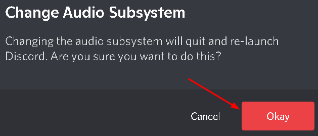 Discord Подтвердить Изменить Аудио Подсистему Мин.