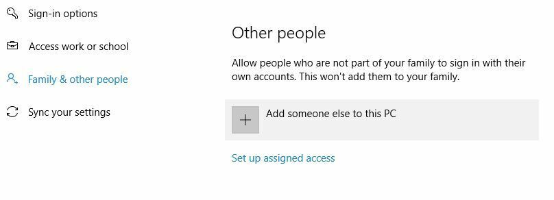 Windows-avain ei toimi Etätyöpöytä-perheen ja muiden ihmisten asetuksissa
