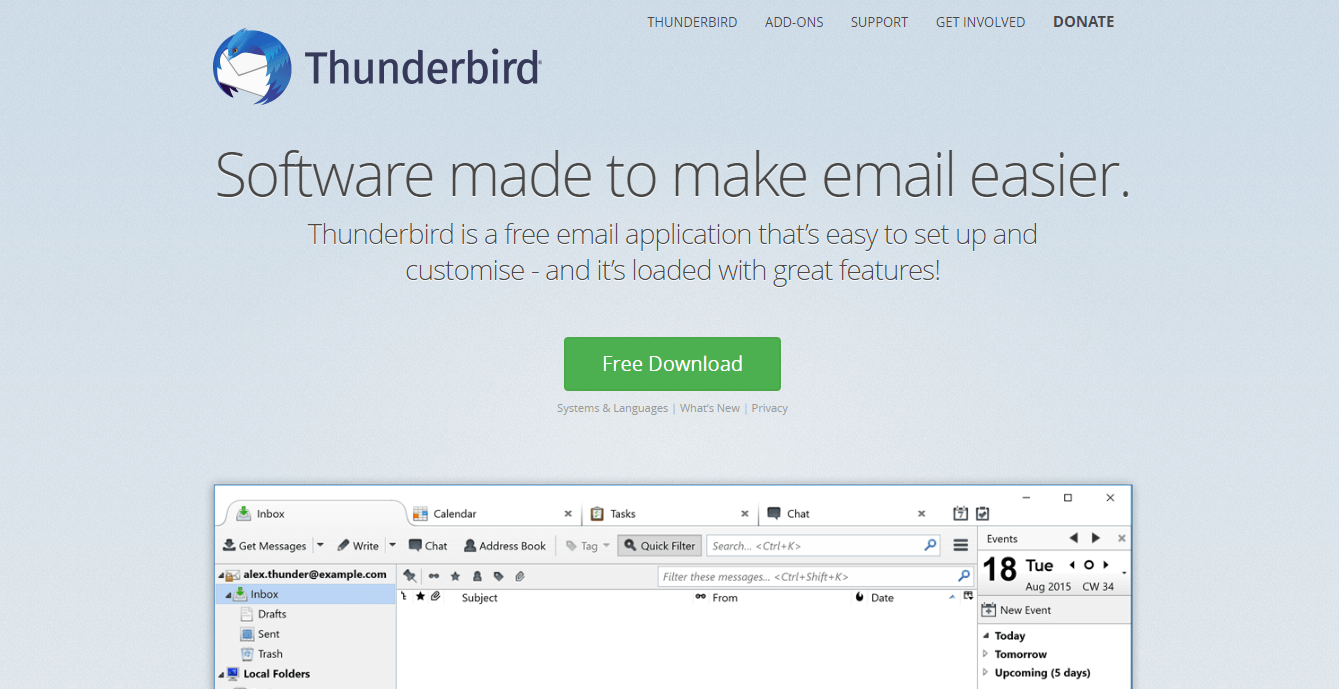 Mozzila Thunderbird - client di posta elettronica per piccole imprese/per Internet BT