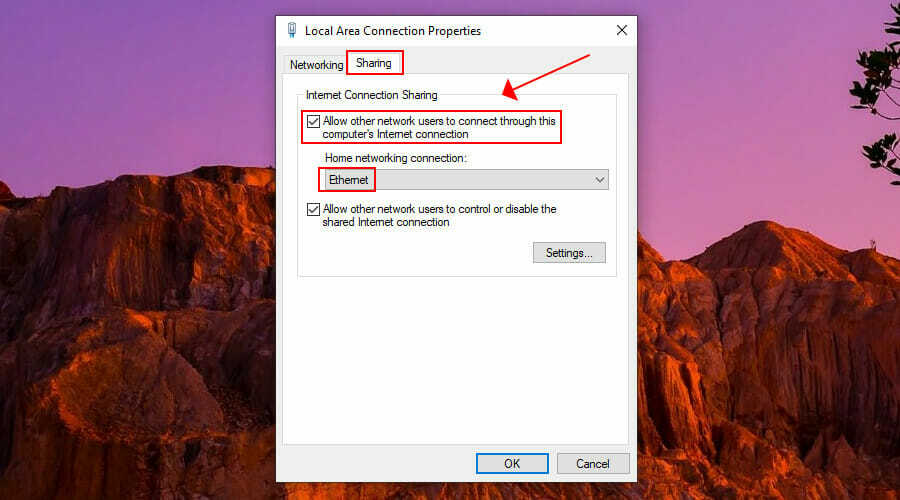 omogočite skupno rabo etherneta v sistemu Windows 10