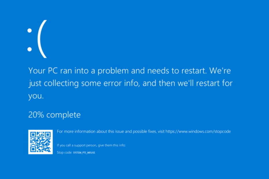 виправити неправильне використання системи PTE у Windows 10