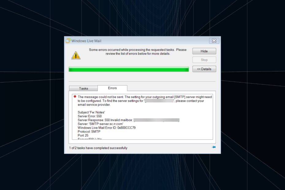 popraviti pogrešku 0x800ccc79 u programu Windows Live Mail