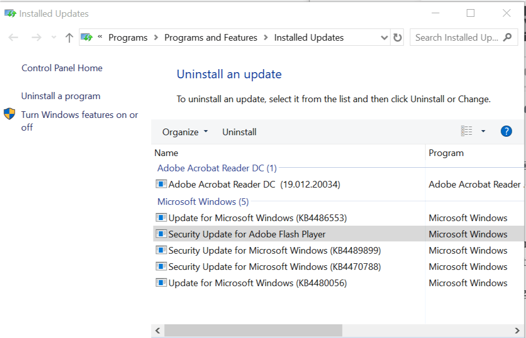 ถอนการติดตั้ง Windows Updates ปัญหา minecraft