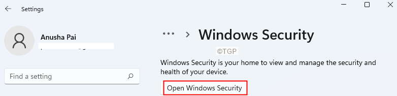 افتح أمن Windows