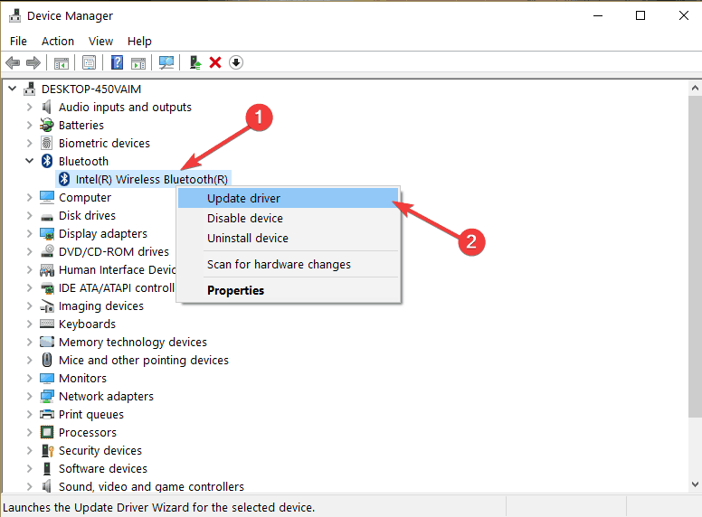 bluetootドライバーを更新する