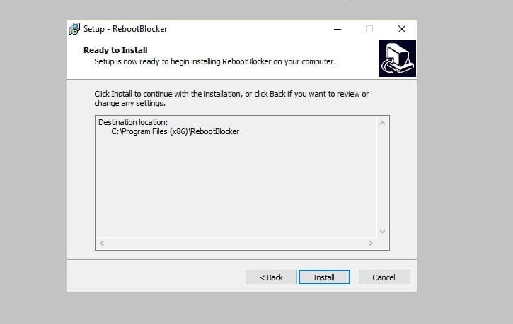 RebootBlocker blokkeert automatisch opnieuw opstarten op Windows 10-pc's