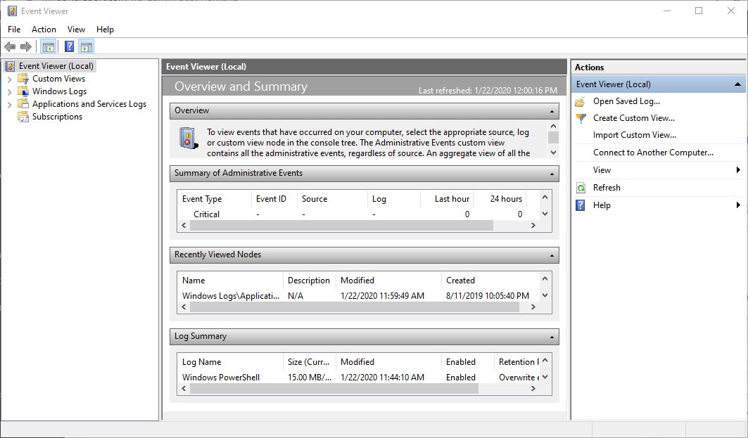 Visor de eventos donde se almacenan los registros de chkdsk windows 10
