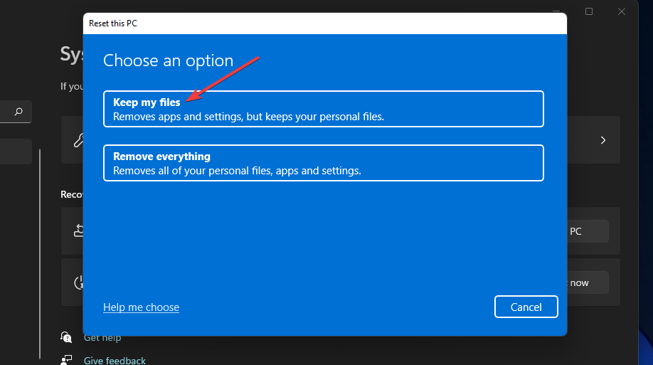 Dosyalarımı sakla seçeneği inaccessible_boot_device Windows 11