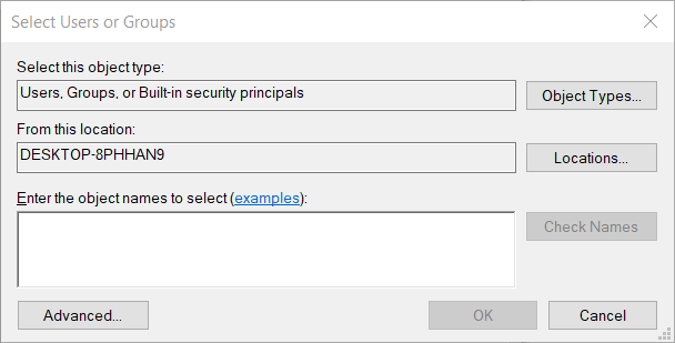 Ошибка окна выбора пользователей или групп 0x80071771 в Windows 10