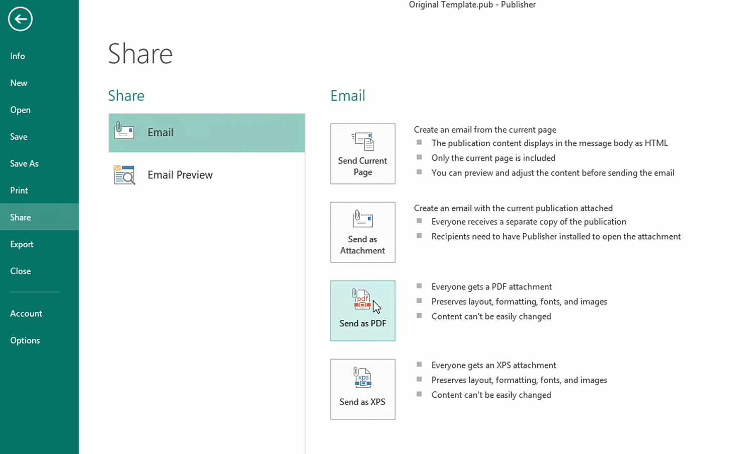 „Microsoft“ leidėjas mygtukas „Siųsti kaip PDF“ el. Laiško nesiųs