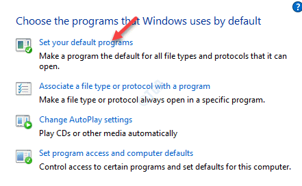 Numatytosios programos Pasirinkite programą, kurią „Windows“ naudoja pagal numatytuosius nustatymus