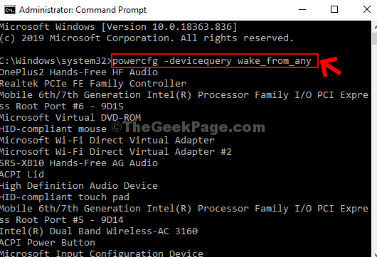 Command Prompt Run Command Unesite popis uređaja za buđenje računala