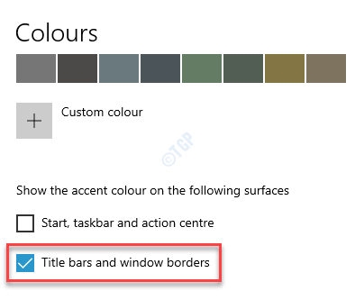 إعدادات ألوان أشرطة العناوين وحدود النافذة تأكد من تمكينها