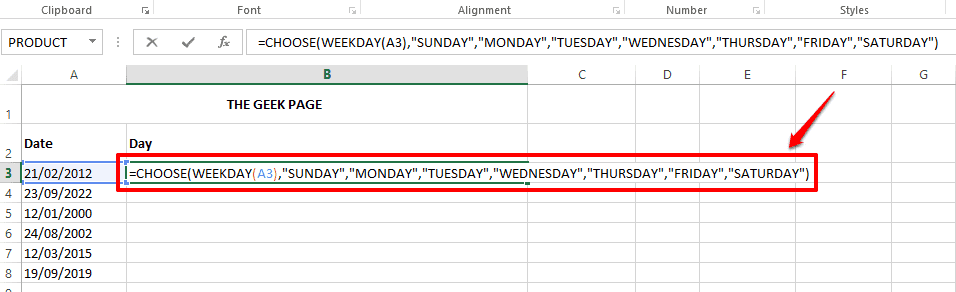 Как извлечь значения дня из значений даты в Microsoft Excel