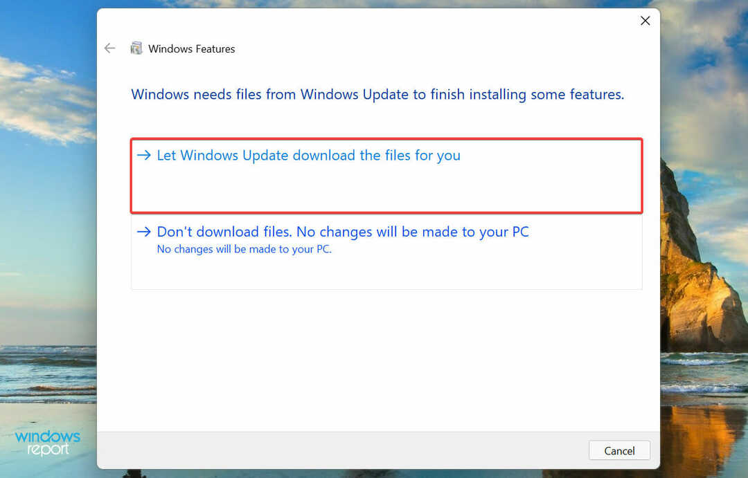 Nechte službu Windows Update stáhnout soubory za vás