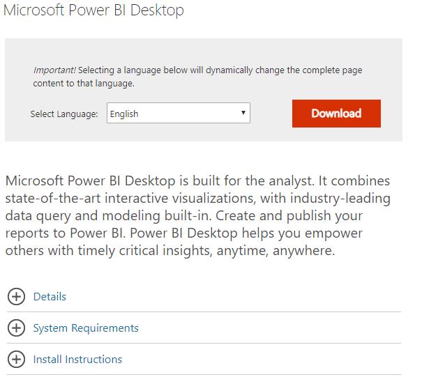 Power BI Desktop-Downloadseite Power BI wird nicht aktualisiert