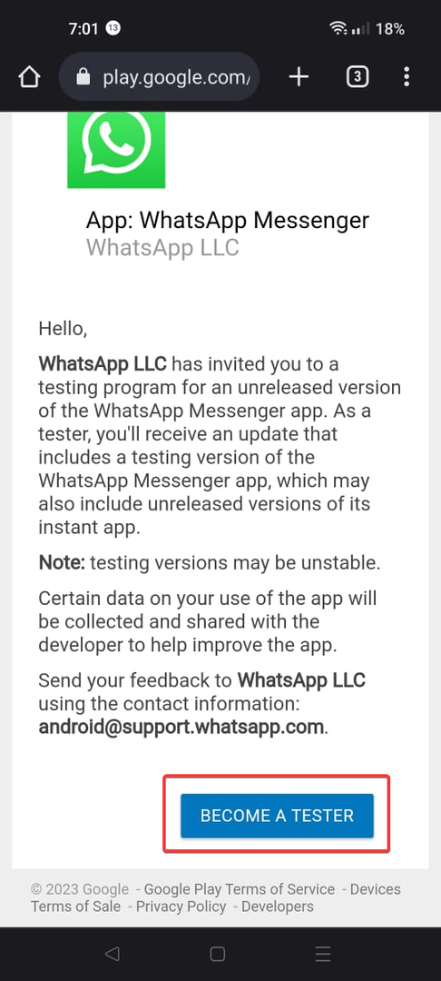 Postanite tester WhatsApp dijeljenje zaslona