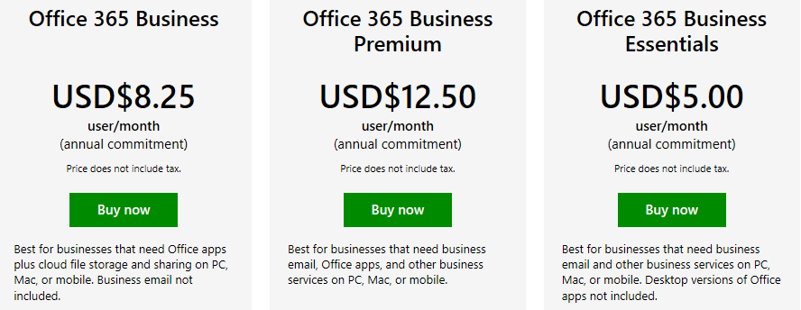 תוכנית עסקית של Office 365