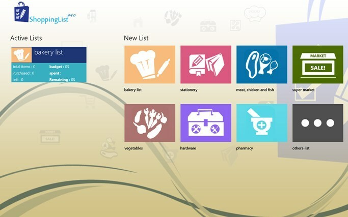 ShoppingListPro Windows 8, 10 앱에는 유용한 기능이 함께 제공됩니다