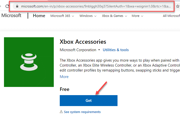 Enlace oficial de Microsoft Accesorios Xbox Obtener