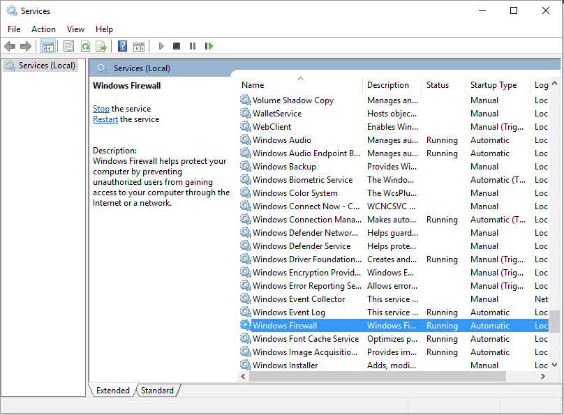 Ota Windowsin palomuuri käyttöön Windows 10