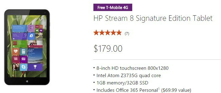 Osta HP: n edullinen Stream 8 Windows -tabletti, hanki ilmainen 4G-data ja Office 365 Personal -tilaus